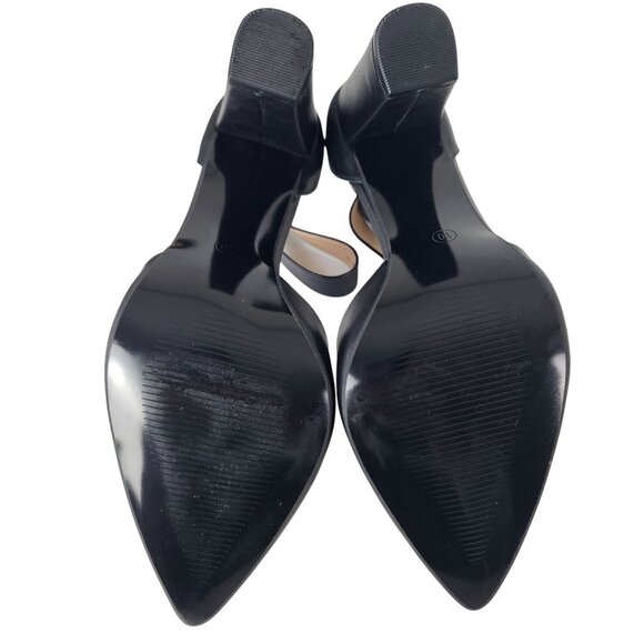 Womens Black Size 10 Block 4" Heels Pumps Shoes Ankle Strap Closed Pointed Toe - Picture 10 of 14